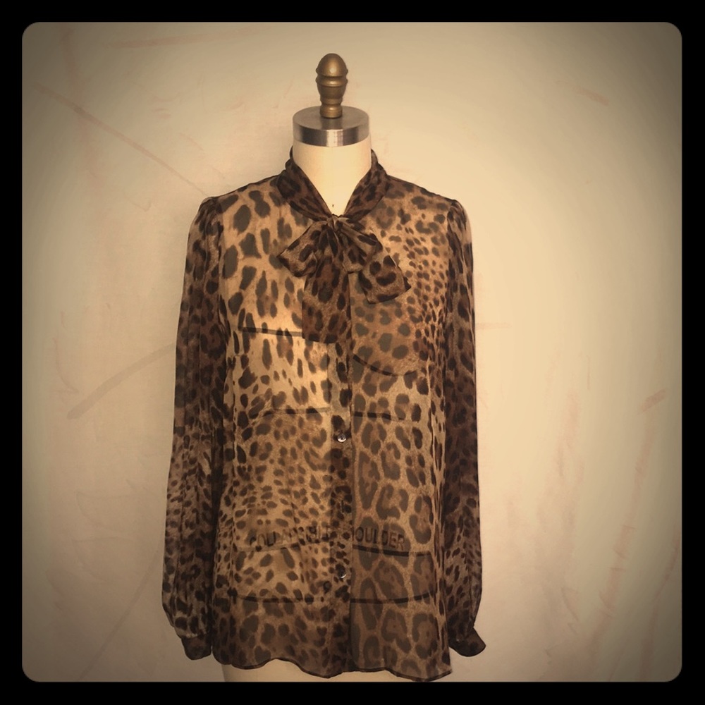 Dolce & Gabbana chiffon leopard pussy bow blouse